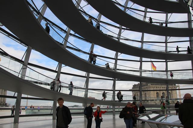 Inside the dome at the Reichstag