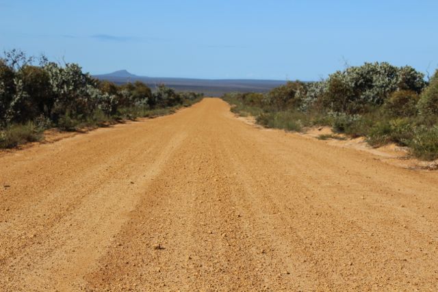 Driving along Rabbit Proof Fence Road