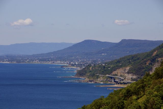 Looking south from the Royal National Park with a glimpse of the Sea Cliff Bridge