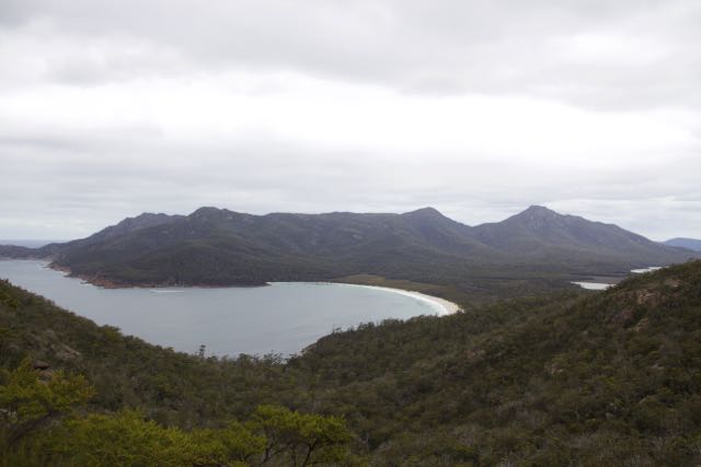 Peering over Wine Glass Bay from the lookout